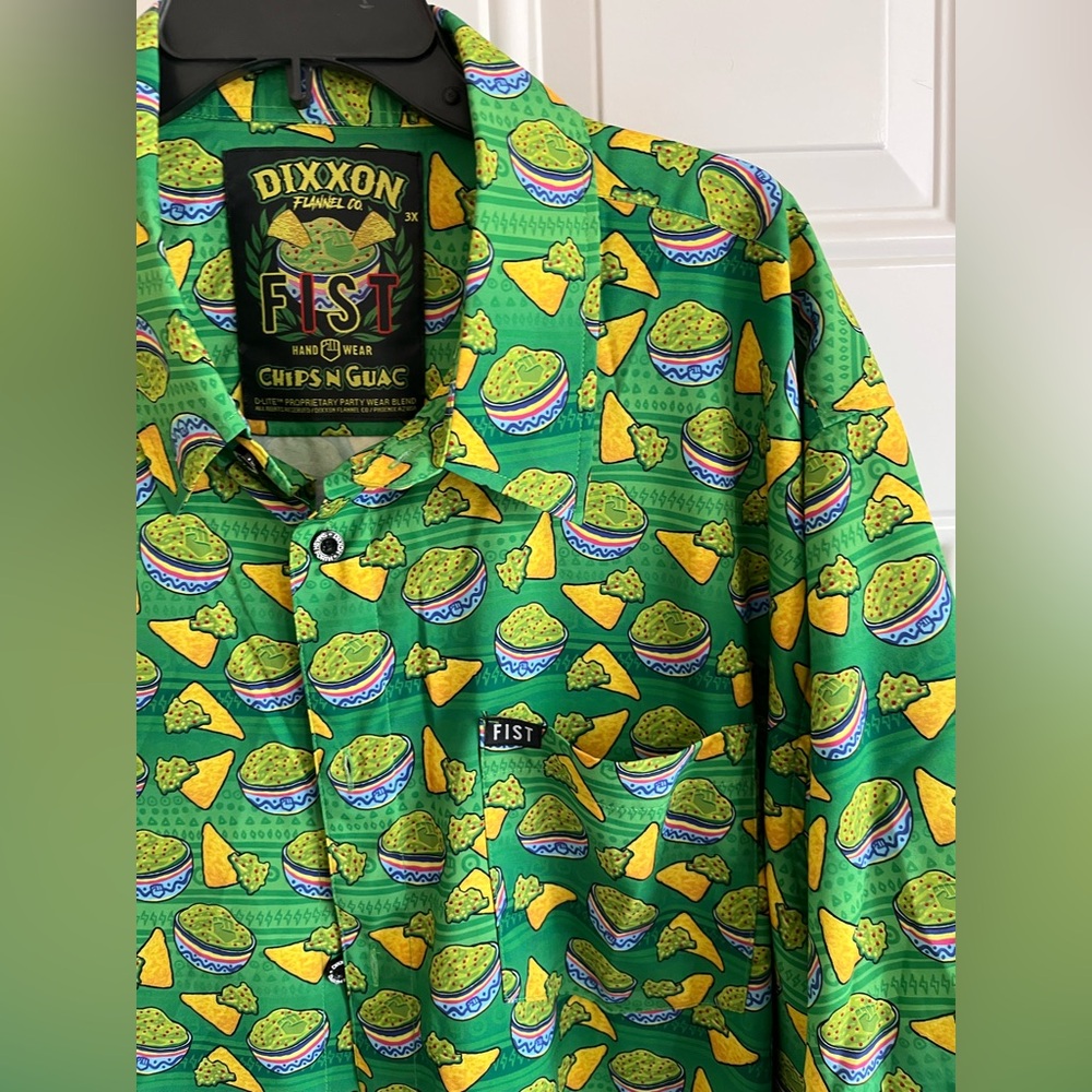 Dixxon Flannel x FIST‎ Chips N Guac Party Wear Short Sleeve Shirt Green Mens 3X - Picture 2 of 13